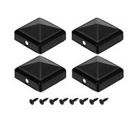 sourcing map 4Pcs Fence Post Caps, 40mm/1.57-inch Square Column Cap, Waterproof Iron Pyramid Post Cap Cover with Screws Fit for Metal Wood Fence Deck Mailbox Patio, Black