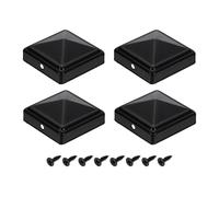 sourcing map 4Pcs Fence Post Caps, 50mm/1.97-inch Square Column Cap, Waterproof Iron Pyramid Post Cap Cover with Screws Fit for Metal Wood Fence Deck Mailbox Patio, Black