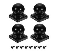 sourcing map 4Pcs Fence Post Caps, 50mm/1.97In Iron Post Cap Cover Black