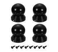sourcing map 4Pcs Fence Post Caps, 76mm/2.99-inch Round Waterproof Ball Top Dome Iron Post Cap Cover with Screw Fit for Outdoor Metal Wood Fence Deck Mailbox Patio, Black