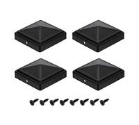 sourcing map 4Pcs Fence Post Caps, 80mm/3.15-inch Square Column Cap, Waterproof Iron Pyramid Post Cap Cover with Screws Fit for Metal Wood Fence Deck Mailbox Patio, Black