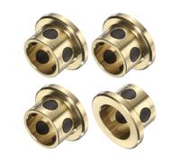 sourcing map 4pcs Flange Sleeve Bearings 12mm Bore x 15mm OD x 12mm Height, Wrapped Oilless Flange Bushings Brass Graphite, Oilless Lubricating Cast Brass Bushing