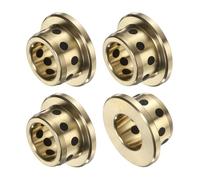 sourcing map 4pcs Flange Sleeve Bearings 12mm Bore x 18mm OD x 12mm Height, Wrapped Oilless Flange Bushings Brass Graphite, Oilless Lubricating Cast Brass Bushing