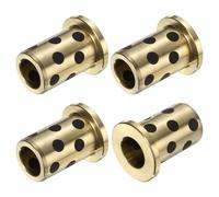 sourcing map 4pcs Flange Sleeve Bearings 12mm Bore x 18mm OD x 30mm Height, Wrapped Oilless Flange Bushings Brass Graphite, Oilless Lubricating Cast Brass Bushing