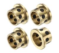 sourcing map 4pcs Flange Sleeve Bearings 16mm Bore x 20mm OD x 15mm Height, Wrapped Oilless Flange Bushings Brass Graphite, Oilless Lubricating Cast Brass Bushing