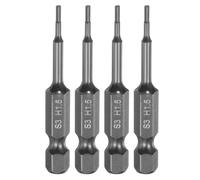 sourcing map 4pcs Flat Hex Head Drill Bit H1.5 (1.5mm) Magnetic Tip 1/4" Hex Shank 50mm (2") Long Mirror Polished Metric Hexagonal Screw Driver Screwdriver Bits Wrench Electric Power Tools