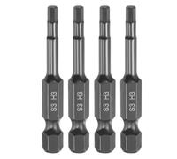 sourcing map 4pcs Flat Hex Head Drill Bit H3 (3mm) Magnetic Tip 1/4" Hex Shank 50mm (2") Long Mirror Polished Metric Hexagonal Screw Driver Screwdriver Bits Wrench Electric Power Tools