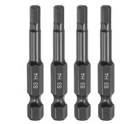 sourcing map 4pcs Flat Hex Head Drill Bit H4 (4mm) Magnetic Tip 1/4" Hex Shank 50mm (2") Long Mirror Polished Metric Hexagonal Screw Driver Screwdriver Bits Wrench Electric Power Tools