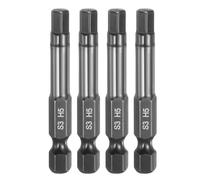 sourcing map 4pcs Flat Hex Head Drill Bit H5 (5mm) Magnetic Tip 1/4" Hex Shank 50mm (2") Long Mirror Polished Metric Hexagonal Screw Driver Screwdriver Bits Wrench Electric Power Tools