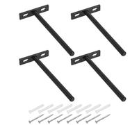 sourcing map 4Pcs Floating Shelf Bracket - 6 Inch Wall Mounting Blind Shelf Support - Hidden Bracket for Floating Wood Shelves, Black