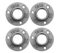 sourcing map 4Pcs Floor Flange, Fit 32mm OD Pipe Cast Iron Wall Mounted Threaded Pipe Flange for Industrial Vintage Style with 3 Threaded Holes for DIY Furniture Shelving (74 x 15mm, Black)