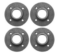 sourcing map 4Pcs Floor Flange, Fit 32mm OD Pipe Cast Iron Wall Mounted Threaded Pipe Flange for Industrial Vintage Style with 4 Threaded Holes for DIY Furniture Shelving (84x15mm, Black)