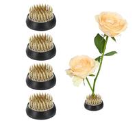 sourcing map 4pcs Flower Frog, Round Brass Floral Frogs, Flower Arranger Fixed Tool Pin Frog for Flower Arrangement Vase, Fixation and Decoration (Gold, 1.4inch)