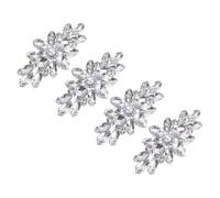 sourcing map 4Pcs Flower Rhinestone Applique, 3.15" x 1.57" Iron on Rhinestone Patch Sparkling Crystal Applique for Clothes Jeans Jackets Bags Bridal Wedding, Silver