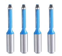 sourcing map 4pcs Flush Trim Router Bit 1/2" Shank 1/4" Dia Carbide Tipped Top Bearing Router Bit Straight Template Router Bit for Woodworking Trimming, Blue