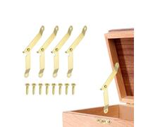 sourcing map 4Pcs Folding Lid Support Hinges, 2.7" 180 Degree Rotatable Hinges, Iron Lid Stay Hinge for for Cabinet Wardrobe Wooden Jewelry Box Cupboard Storage Shelve, Gold Tone