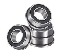 sourcing map 4Pcs FR188-2RS Flanged Ball Bearings, 1/4" x 1/2" x 3/16" Double Sealed Chrome Steel Deep Groove Bearing, ABEC5