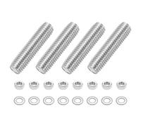 sourcing map 4pcs Fully Threaded Rod, M10 x 40mm Stainless Steel Right Hand Threads Rods with Nuts and Flat Washer Fully Studding Rod Bar for Clamps, Hangers and U-Bolts