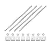 sourcing map 4Pcs Fully Threaded Rod, M4 x 180mm 304 Stainless Steel Fully Threaded Studs with Nuts and Washers for Clamps, Hangers and U-Bolts, Silver