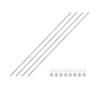 sourcing map 4pcs Fully Threaded Rod, M5 x 350mm 201 Stainless Steel Right Hand Threads Rods with Nuts and Flat Washer Fully Studding Rod Bar for Clamps, Hangers and U-Bolts