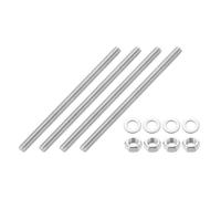 sourcing map 4pcs Fully Threaded Rod, M6 x 100mm 201 Stainless Steel Right Hand Threads Rods with Nuts and Flat Washer Fully Studding Rod Bar for Clamps, Hangers and U-Bolts