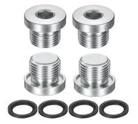 sourcing map 4Pcs G3/8x19 Inner Hex Head Pipe Fitting Plug, Universal Carbon Steel Thread Socket Plug with Black O-Ring for Terminate Pipe Ends or Replacement Drains