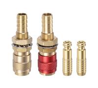sourcing map 4pcs Gas & Water Quick Connector for Tube Inner Dia 8mm with Hose for TIG 12 18 20 27 Quick Connect Fittings Welding Torch Gas Release, Brass/Red