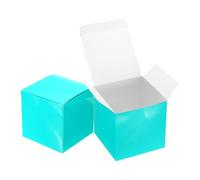 sourcing map 4Pcs Gift Boxes, 5.9" Square Cardboard Craft Box with Lids, Favor Treat Candy Container for Gift Wrapping, Wedding, Holiday, Birthday, Graduation, Party Supplies, Blue