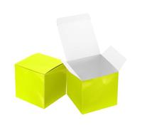 sourcing map 4Pcs Gift Boxes, 5.9" Square Cardboard Craft Box with Lids, Favor Treat Candy Container for Gift Wrapping, Wedding, Holiday, Birthday, Graduation, Party Supplies, Yellow