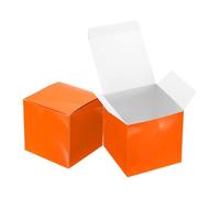 sourcing map 4Pcs Gift Boxes, 5.9" Square Cardboard Craft Box with Lids, Favor Treat Candy Container for Gift Wrapping, Wedding, Holiday, Birthday, Graduation, Party Supplies, Orange