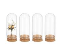 sourcing map 4Pcs Glass Display Dome, 1.2" x 2.8" Clear Cloche Glass Dome Decorative Bell Jar with Cork for Collectibles Display Candle Tabletop Centerpiece Plants Wedding, Transparent