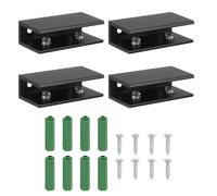 sourcing map 4pcs Glass Shelf Bracket Space Aluminum Adjustable Wall Mount Glass Clamp Holder Shelf Clip Support Hardware Replacement Parts for Less Than 0.48" Glass and Wood Shelves, Black