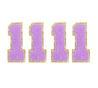 sourcing map 4pcs Glitters Chenille Number Patches 8.4cm / 3.3" Iron-On Embroidery Numbers for Team Uniforms Sports T-Shirts Hats Bags (Purple, Number 1)