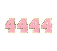sourcing map 4pcs Glitters Chenille Number Patches 8.4cm / 3.3" Iron-On Embroidery Numbers for Team Uniforms Sports T-Shirts Hats Bags (Pink, Number 4)
