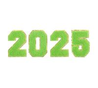 sourcing map 4pcs Glitters Chenille Number Patches 8 cm / 3 Inch Iron-On Embroidery Numbers for Team Uniforms Sports T-Shirts Hats Bags (Green, Number 2025)