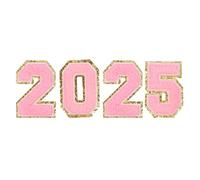 sourcing map 4pcs Glitters Chenille Number Patches 8 cm / 3 Inch Iron-On Embroidery Numbers for Team Uniforms Sports T-Shirts Hats Bags (Pink, Number 2025)