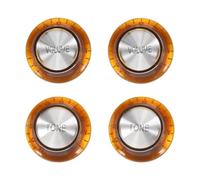 sourcing map 4Pcs Guitar Control Knobs, Plastic Bell Top Hat Style Volume Tone Control Knobs Electric Guitar Bass Replacement Parts for LP, Brown