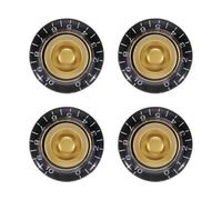 sourcing map 4Pcs Guitar Control Knobs, Plastic Bell Top Hat Style Volume Tone Control Knobs Electric Guitar Bass Replacement Parts for LP, Gold Black