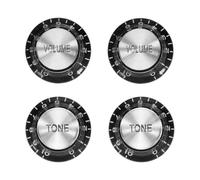 sourcing map 4Pcs Guitar Control Knobs, Plastic Bell Top Hat Style Volume Tone Control Knobs Electric Guitar Bass Replacement Parts for LP, Black
