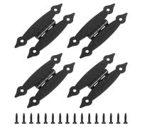 Sourcing Map 4Pcs H-Hinge Metal Flat Cabinet Door Hinge - Flush Mount Butt With Screws for Door Cabinet Cupboard, 3.5x1.5 Inch Black
