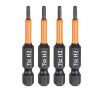 sourcing map 4pcs H2 Hex Head Drill Bit Wrench 2mm Metric Flat Tip 1/4" Hex Shank 50mm (2") Long Magnetic Black Phosphate Hexagonal Screw Driver Socket Industrial Screwdriver Power Bits