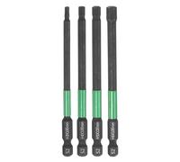 sourcing map 4pcs H3-H6 Flat Hex Head Screwdriver Bit Set 3mm-6mm Metric Tip 1/4" Hex Shank 100mm (4") Long Magnetic Hexagonal Screw Drill Bit Wrench Black Phosphate S2 Steel Driver Socket