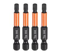 sourcing map 4pcs H4 Hex Head Drill Bit Wrench 4mm Metric Flat Tip 1/4" Hex Shank 50mm (2") Long Magnetic Black Phosphate Hexagonal Screw Driver Socket Industrial Screwdriver Power Bits