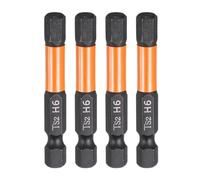 sourcing map 4pcs H6 Hex Head Drill Bit Wrench 6mm Metric Flat Tip 1/4" Hex Shank 50mm (2") Long Magnetic Black Phosphate Hexagonal Screw Driver Socket Industrial Screwdriver Power Bits