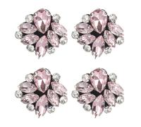 sourcing map 4Pcs Handmade Beaded Patches, Glass Crystal Rhinestone Appliques, Sew on Beaded Patch for Clothing DIY Sewing Accessories, Pink