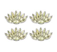 sourcing map 4Pcs Handmade Beaded Patches, Peacock Tail Glass Crystal Appliques Sew on Rhinestone Patch for Clothing DIY Sewing Accessories, Golden Yellow