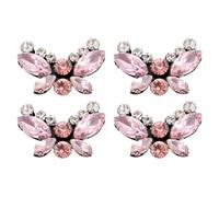 sourcing map 4Pcs Handmade Butterfly Beaded Patches, 1.57" x 1.08" Crystal Rhinestone Appliques Butterfly Patches Appliques Sew on Beaded Patch for Clothing DIY Sewing Accessories, Pink