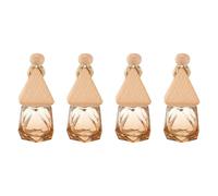 sourcing map 4pcs Hanging Car Air Freshener Perfume Bottle, 8ml Pendant Empty Clear/Brown Glass Essential Oil Aromatherapy Diffuser with Wooden Cap for Car Decor (Clear/Brown, Rhombus)