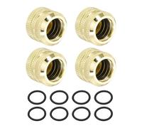 sourcing map 4Pcs Hard Tubing Compression Fitting (G1/4" to 10 ID 14mm OD, Gold) - Quick Tighten Compression Fitting for Soft Tubing/Computer Water Cooling System
