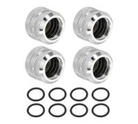 sourcing map 4Pcs Hard Tubing Compression Fitting (G1/4" to 10 ID 14mm OD, Silver) - Quick Tighten Compression Fitting for Soft Tubing/Computer Water Cooling System